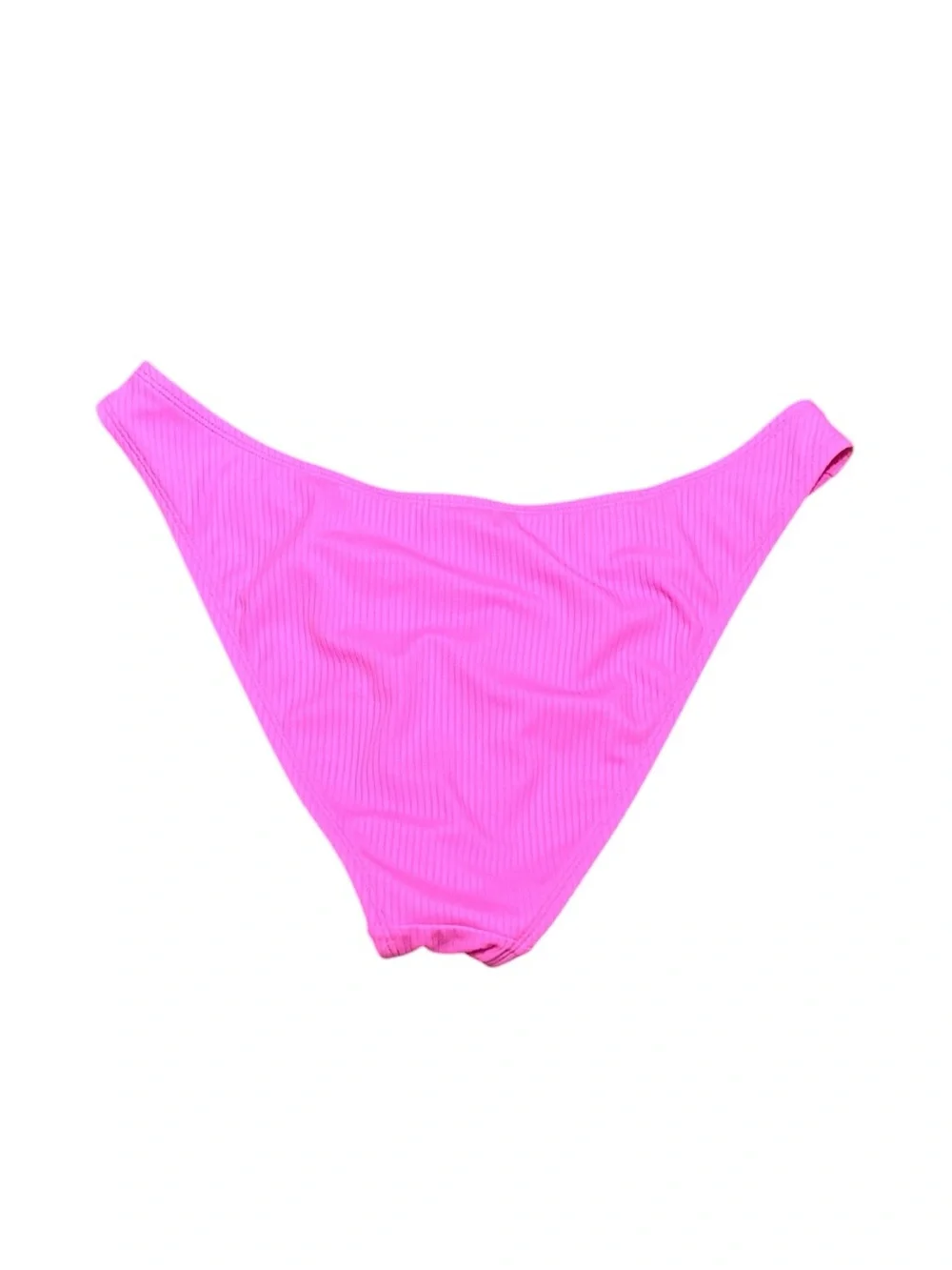 Xhilaration Bright Pink Ribbed High Leg Low Rise Bikini Bottom, Size L NWOT